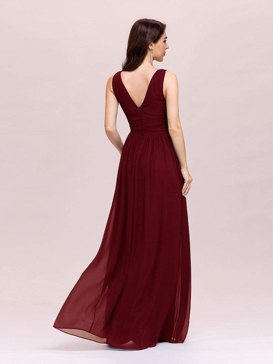 Burgundy Sleeveless V-Neck Semi-Formal Chiffon Maxi Dress for Dresses #color_Burgundy Burgundy Sleeveless V-Neck Semi-Formal Chiffon Maxi Dress for Dresses #color_Burgundy