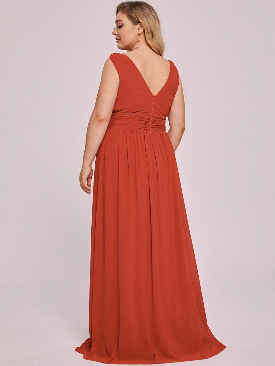 COLOR=Burnt Orange | Sleeveless V-Neck Semi-Formal Chiffon Maxi Dress-Burnt Orange 6 COLOR=Burnt Orange | Sleeveless V-Neck Semi-Formal Chiffon Maxi Dress-Burnt Orange 6
