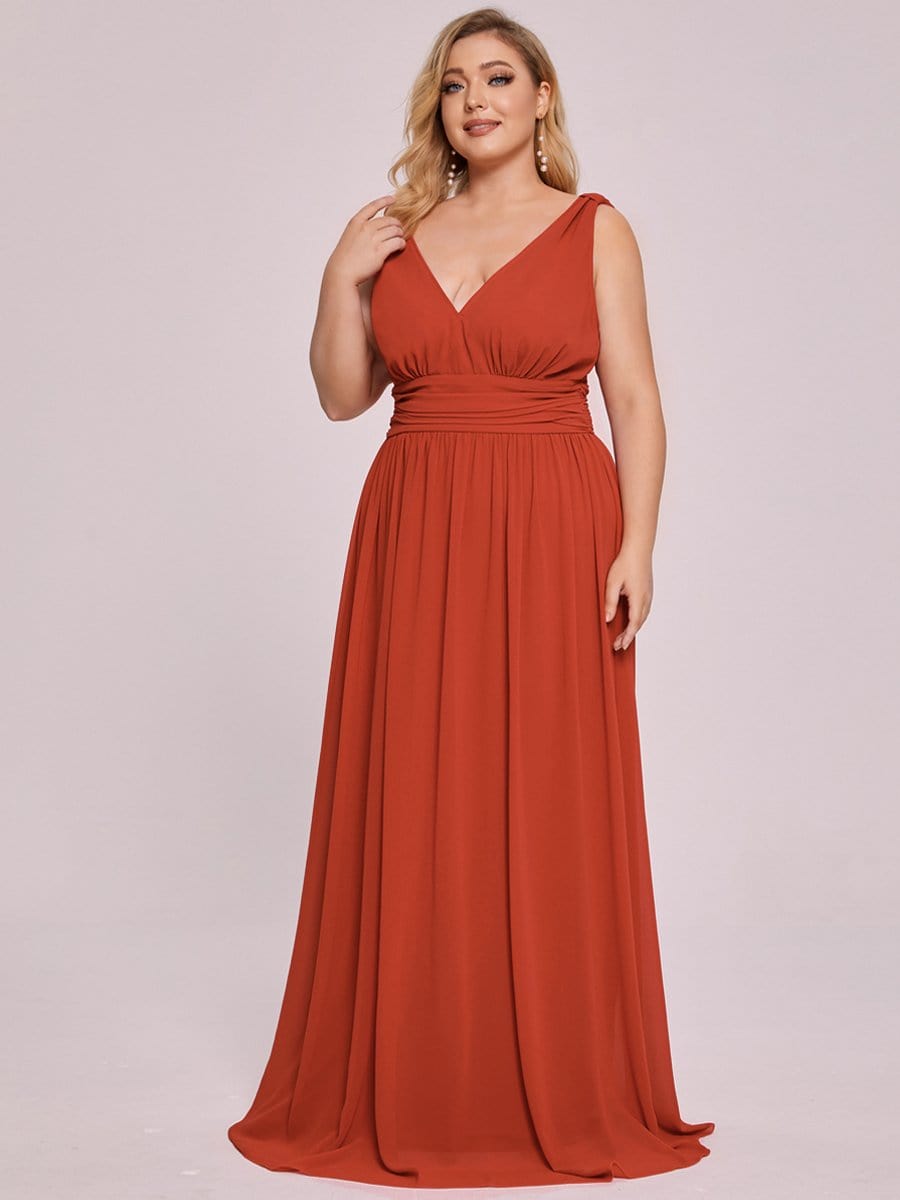 COLOR=Burnt Orange | Sleeveless V-Neck Semi-Formal Chiffon Maxi Dress-Burnt Orange 7 COLOR=Burnt Orange | Sleeveless V-Neck Semi-Formal Chiffon Maxi Dress-Burnt Orange 7