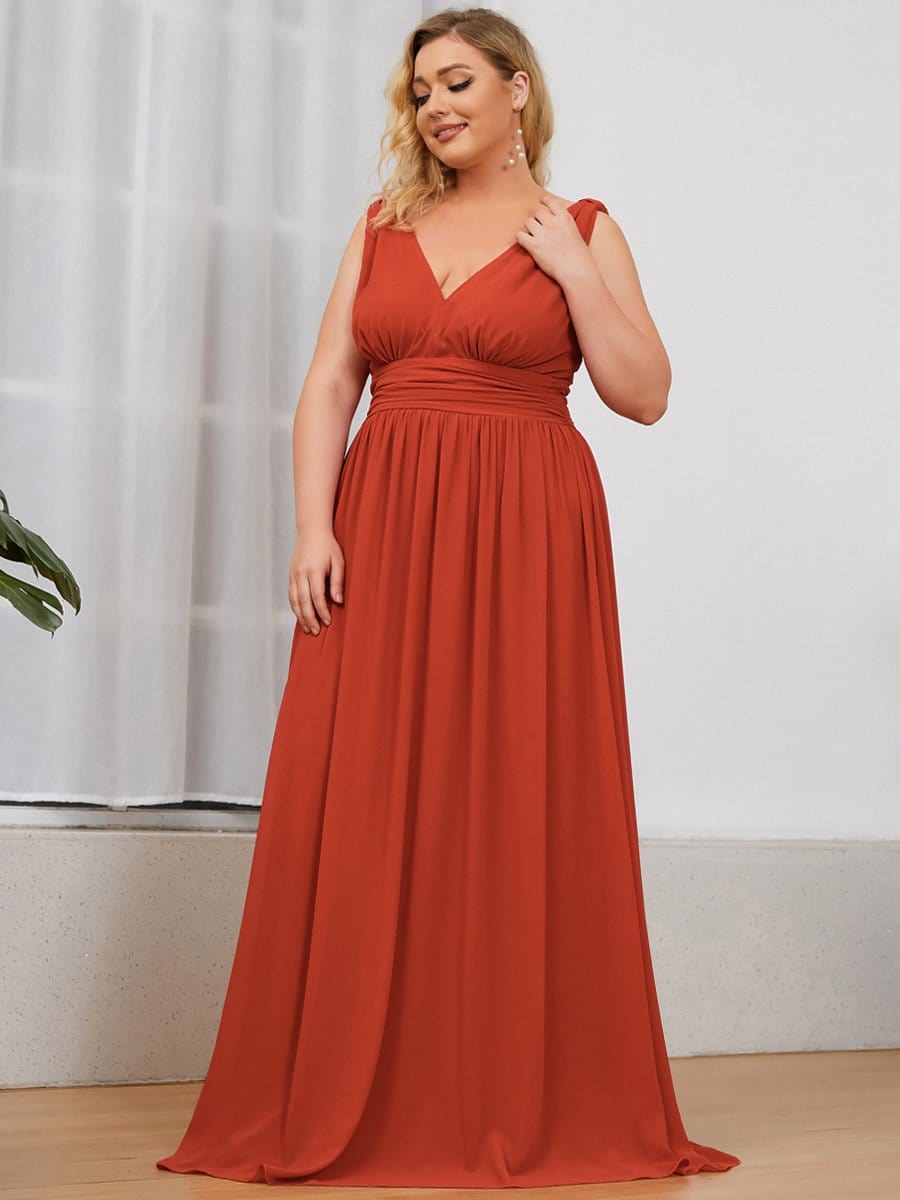 COLOR=Burnt Orange | Sleeveless V-Neck Semi-Formal Chiffon Maxi Dress-Burnt Orange 1 COLOR=Burnt Orange | Sleeveless V-Neck Semi-Formal Chiffon Maxi Dress-Burnt Orange 1
