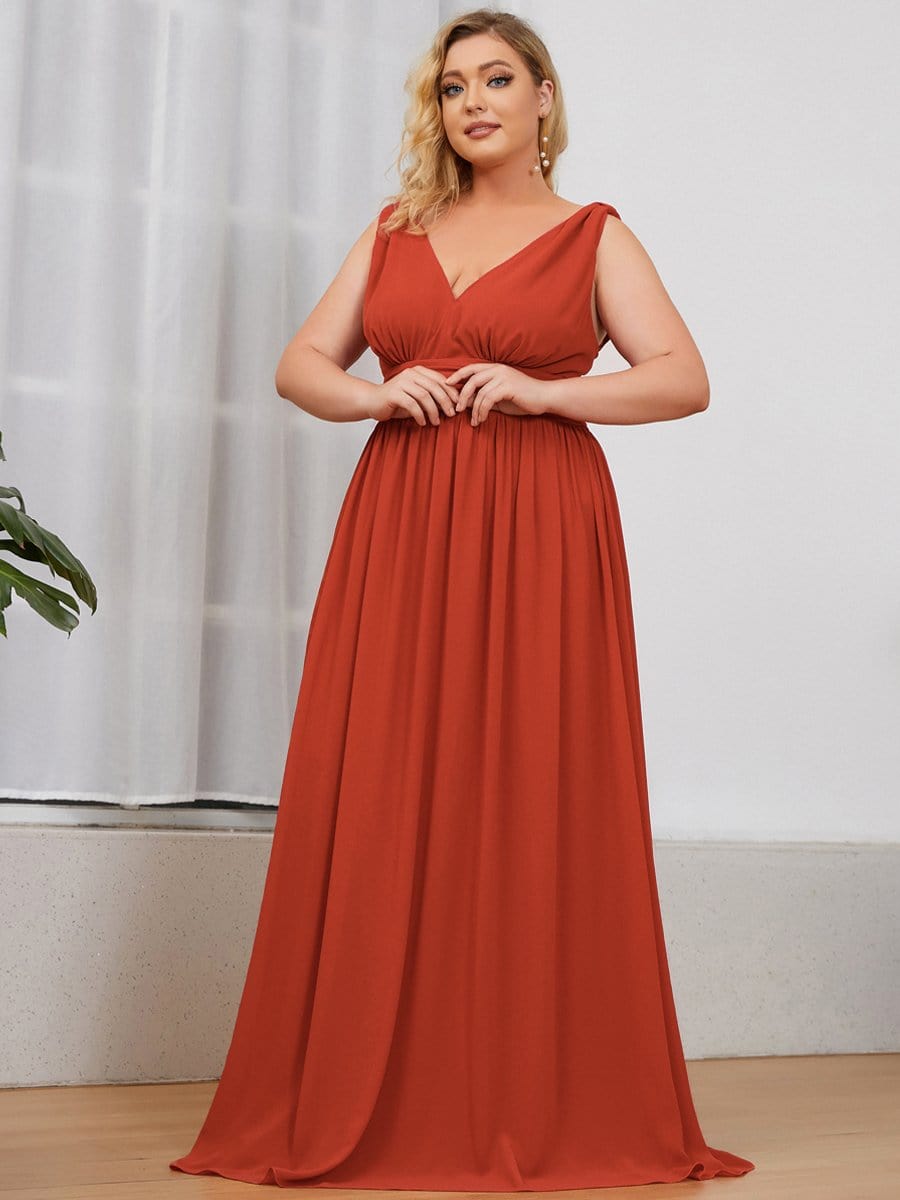COLOR=Burnt Orange | Sleeveless V-Neck Semi-Formal Chiffon Maxi Dress-Burnt Orange 4 COLOR=Burnt Orange | Sleeveless V-Neck Semi-Formal Chiffon Maxi Dress-Burnt Orange 4