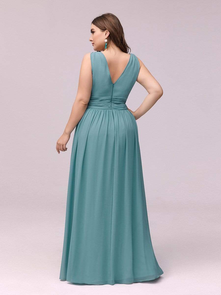 COLOR=Dusty Blue | Sleeveless V-Neck Semi-Formal Chiffon Maxi Dress-Dusty Blue 2 COLOR=Dusty Blue | Sleeveless V-Neck Semi-Formal Chiffon Maxi Dress-Dusty Blue 2
