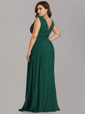 COLOR=Dark Green | Sleeveless V-Neck Semi-Formal Chiffon Maxi Dress-Dark Green 7