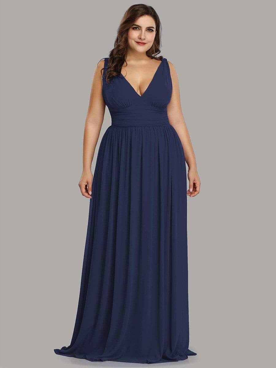 Navy Blue Sleeveless V-Neck Semi-Formal Chiffon Maxi Dress for Dresses #color_Navy Blue Navy Blue Sleeveless V-Neck Semi-Formal Chiffon Maxi Dress for Dresses #color_Navy Blue