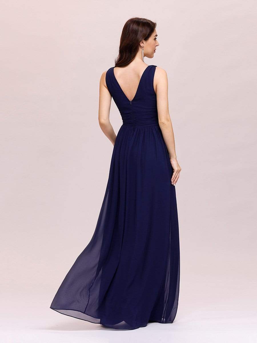 Navy Blue Sleeveless V-Neck Semi-Formal Chiffon Maxi Dress for Dresses #color_Navy Blue Navy Blue Sleeveless V-Neck Semi-Formal Chiffon Maxi Dress for Dresses #color_Navy Blue