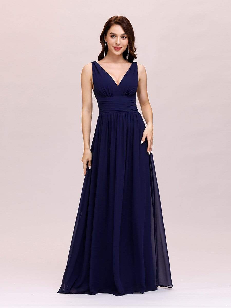 Navy Blue Sleeveless V-Neck Semi-Formal Chiffon Maxi Dress for Dresses #color_Navy Blue Navy Blue Sleeveless V-Neck Semi-Formal Chiffon Maxi Dress for Dresses #color_Navy Blue