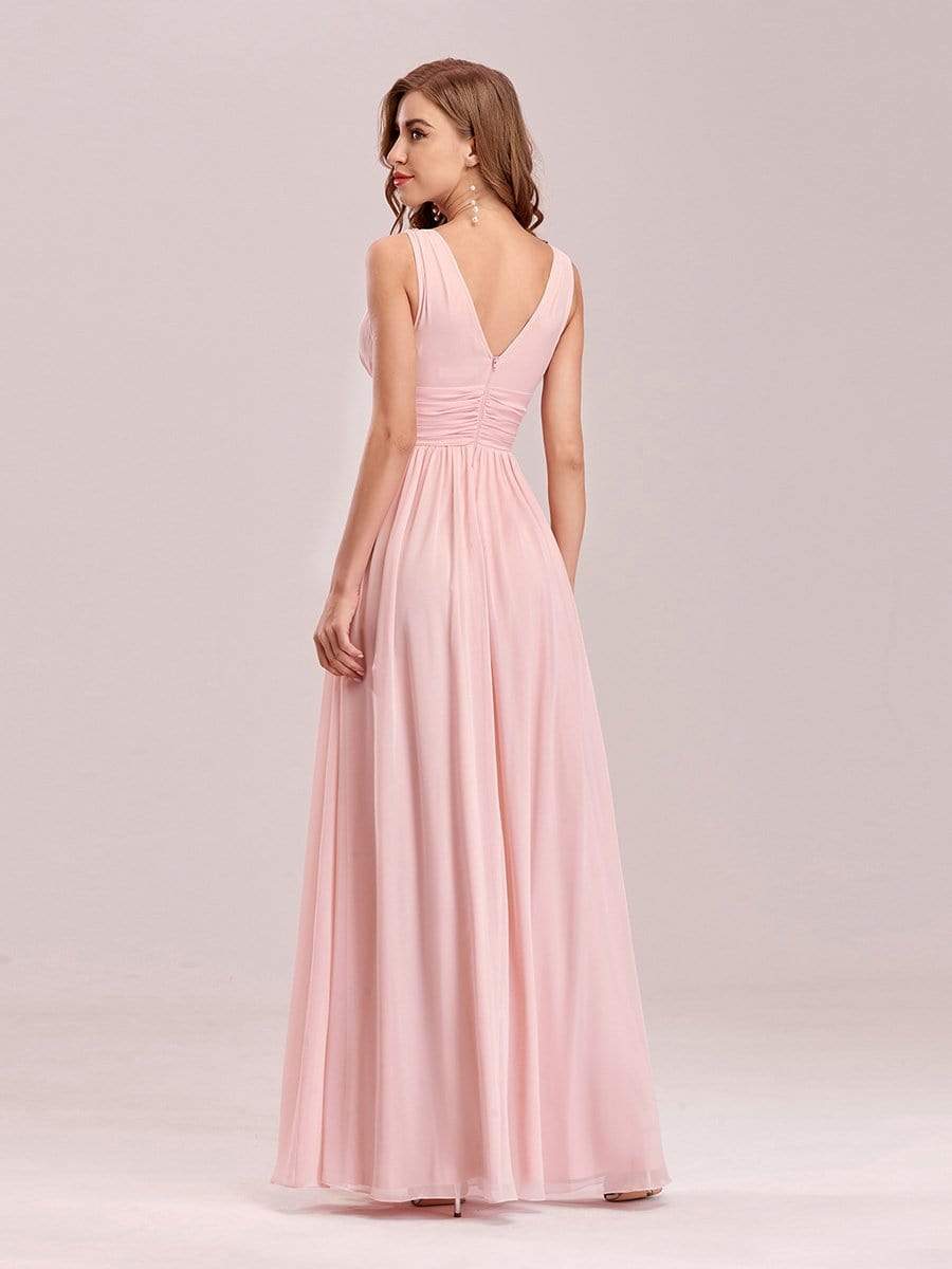 Pink Sleeveless V-Neck Semi-Formal Chiffon Maxi Dress for Dresses #color_Pink Pink Sleeveless V-Neck Semi-Formal Chiffon Maxi Dress for Dresses #color_Pink