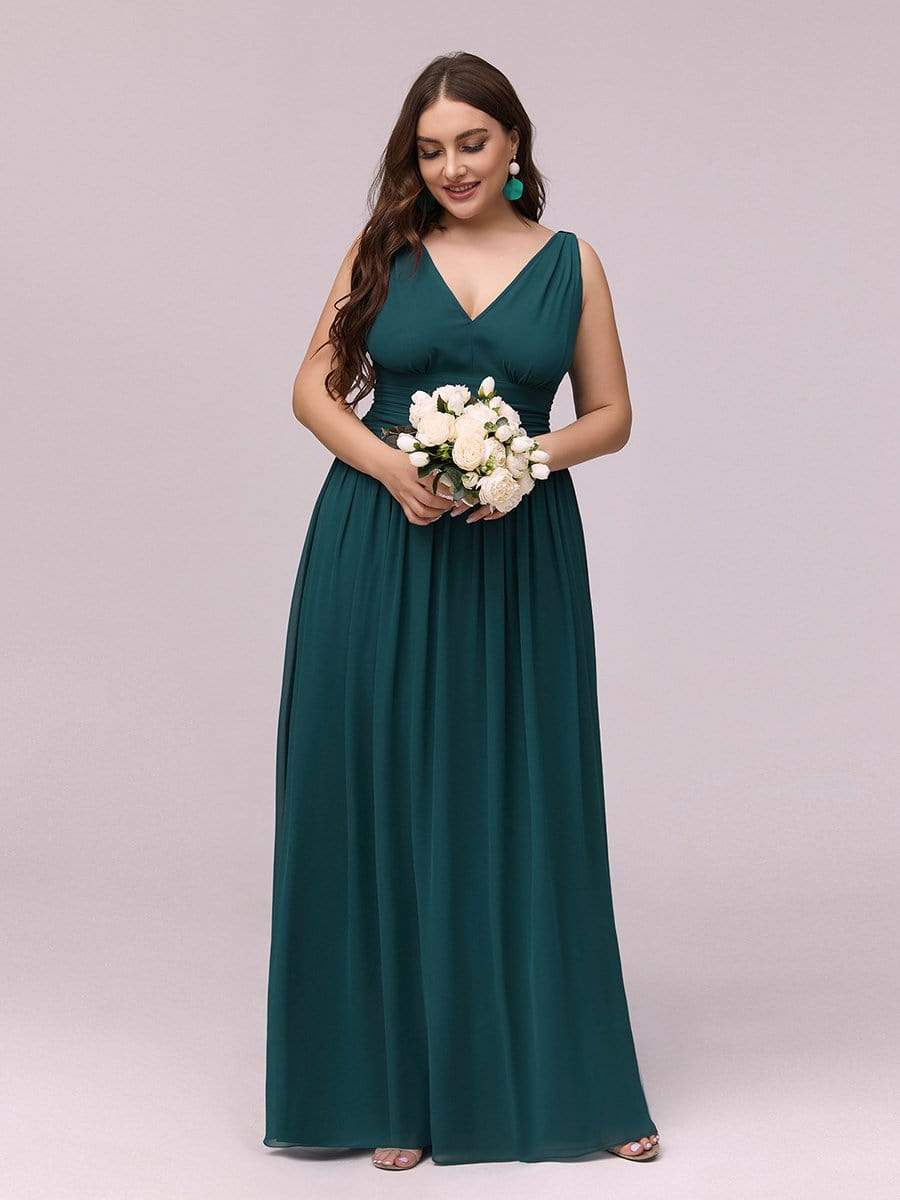 COLOR=Teal | Sleeveless V-Neck Semi-Formal Chiffon Maxi Dress-Teal 4 COLOR=Teal | Sleeveless V-Neck Semi-Formal Chiffon Maxi Dress-Teal 4