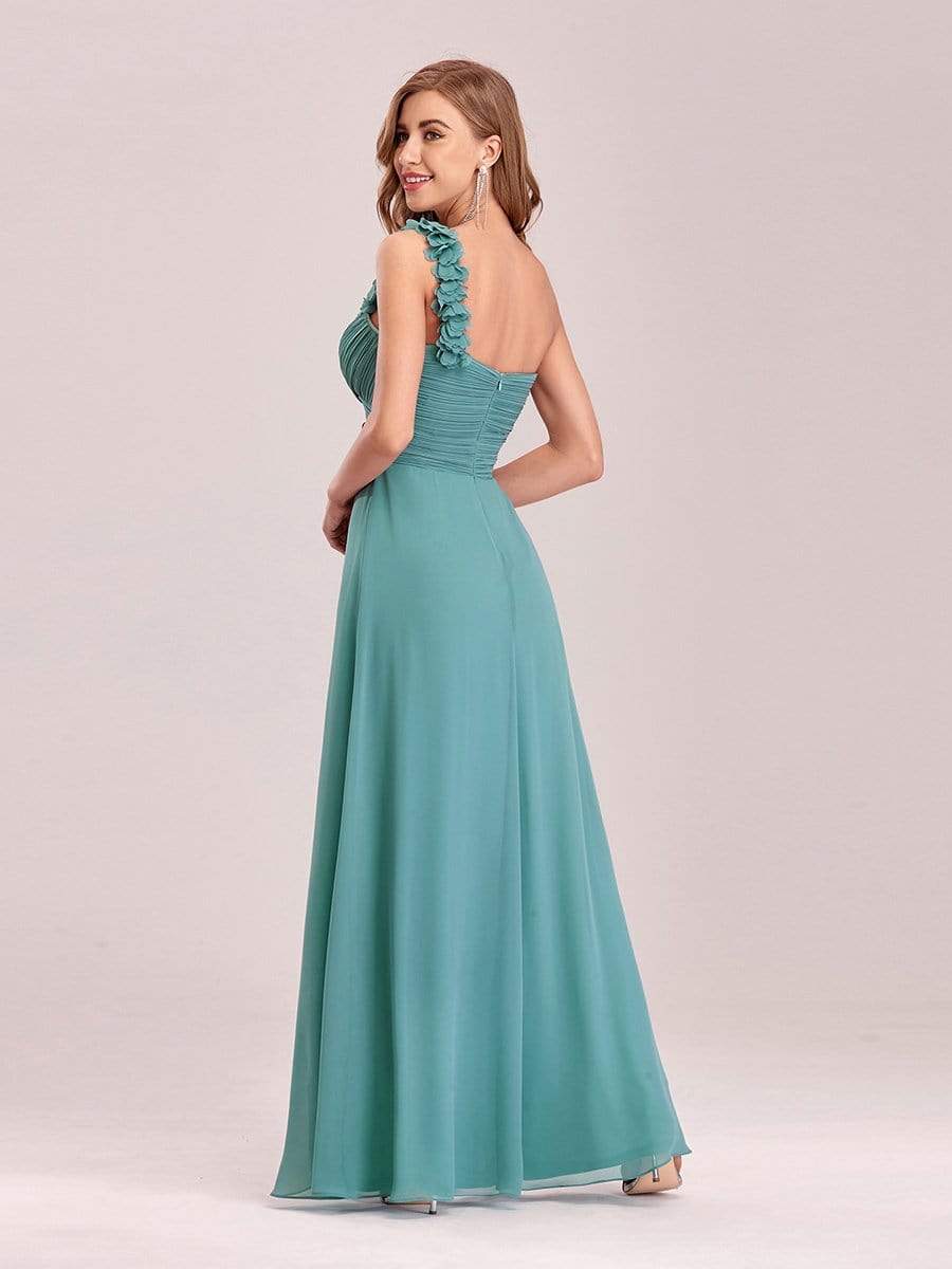 COLOR=Dusty Blue | Chiffon One Shoulder Long Bridesmaid Dress-Dusty Blue 2 COLOR=Dusty Blue | Chiffon One Shoulder Long Bridesmaid Dress-Dusty Blue 2