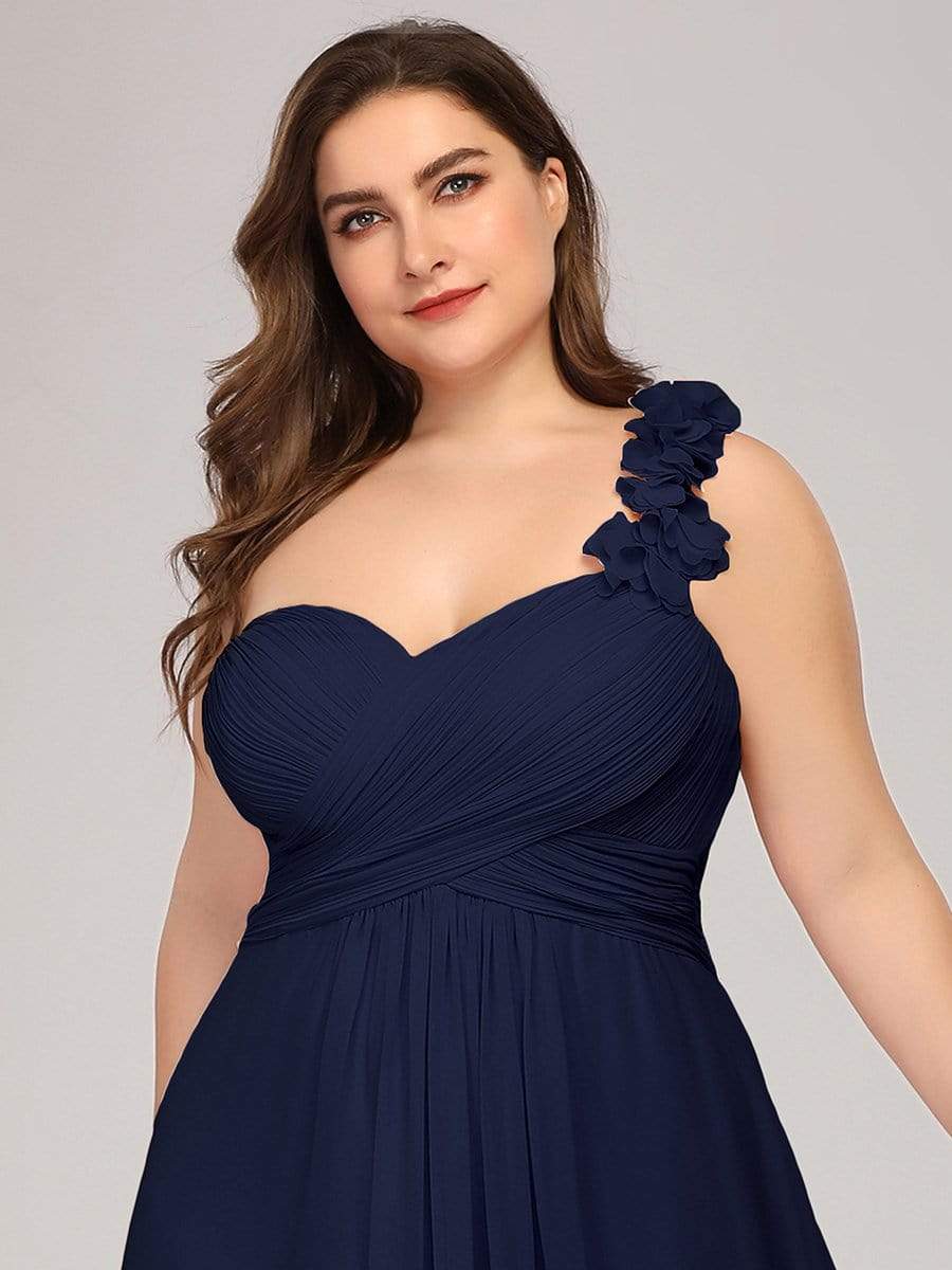 Color=Navy Blue | Plus Size Chiffon One Shoulder Long Bridesmaid Dress-Navy Blue 5 Color=Navy Blue | Plus Size Chiffon One Shoulder Long Bridesmaid Dress-Navy Blue 5