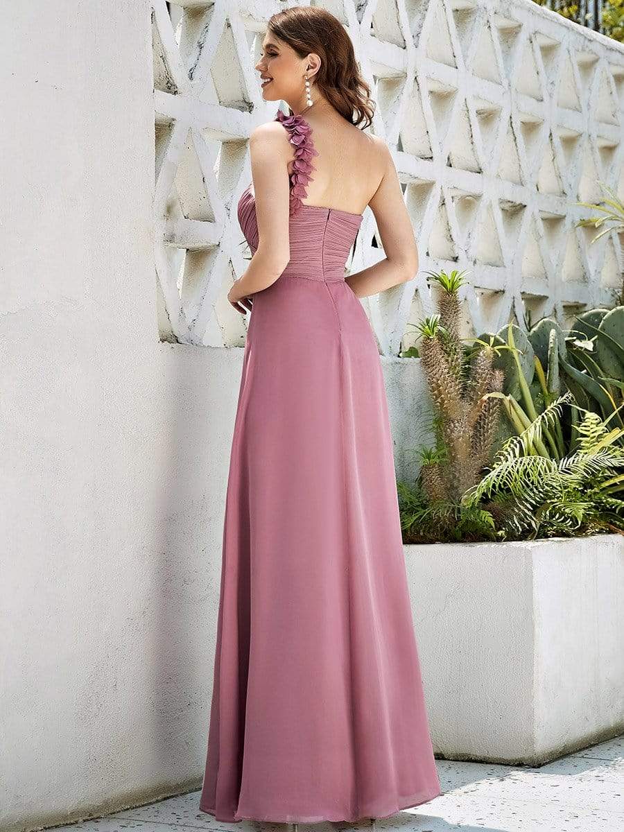 COLOR=Purple Orchid | Chiffon One Shoulder Long Bridesmaid Dress-Purple Orchid 2