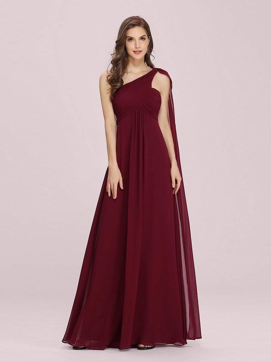 Color=Burgundy | One Shoulder Evening Dress-Burgundy 1 Color=Burgundy | One Shoulder Evening Dress-Burgundy 1