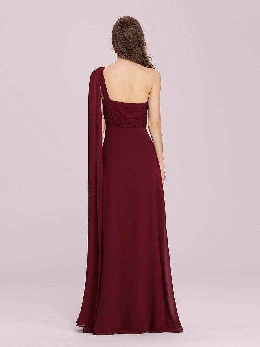 Color=Burgundy | One Shoulder Evening Dress-Burgundy 7 Color=Burgundy | One Shoulder Evening Dress-Burgundy 7