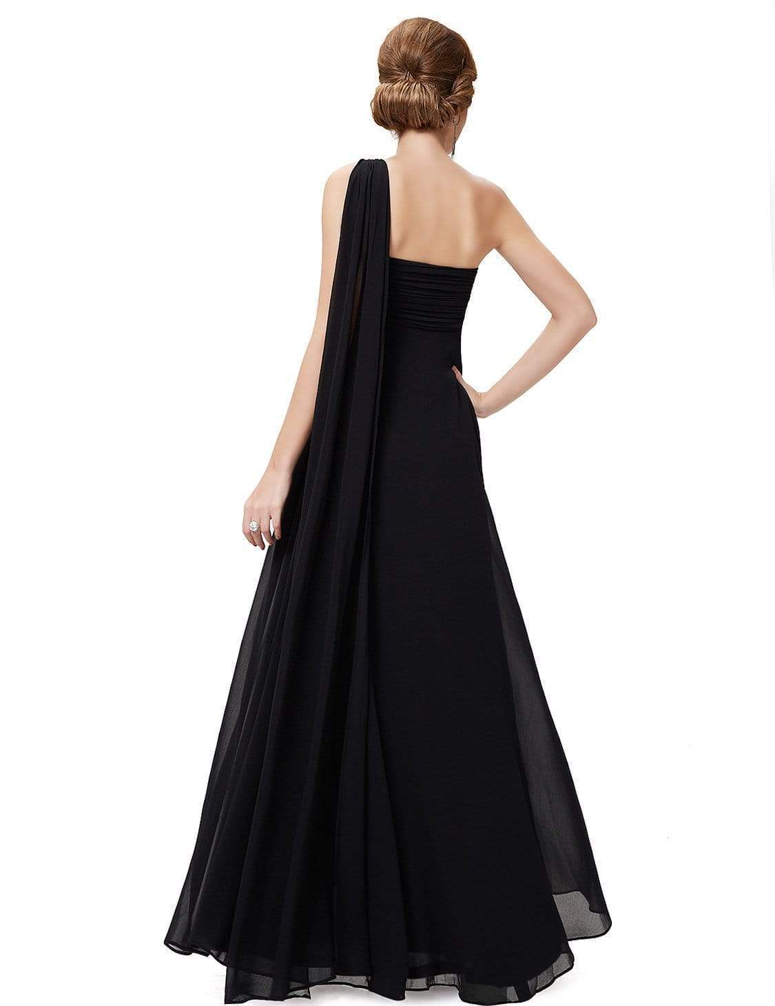 Color=Black | One Shoulder Evening Dress-Black 4 Color=Black | One Shoulder Evening Dress-Black 4