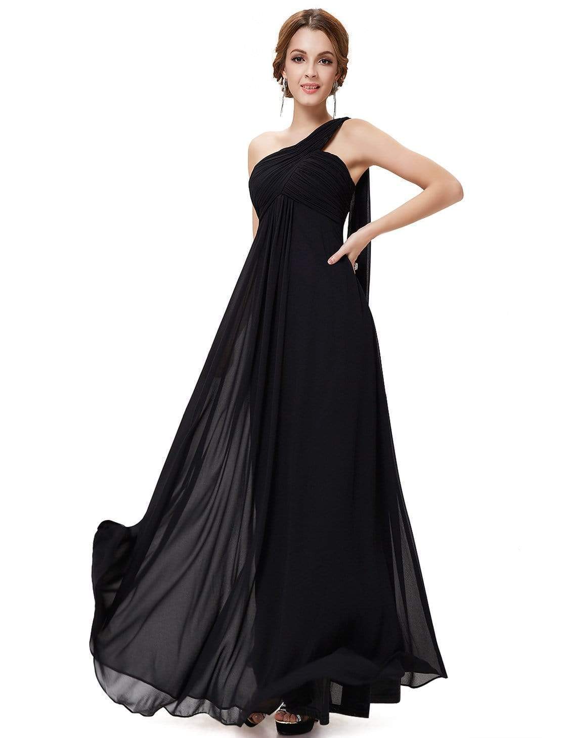 Color=Black | One Shoulder Evening Dress-Black 1 Color=Black | One Shoulder Evening Dress-Black 1