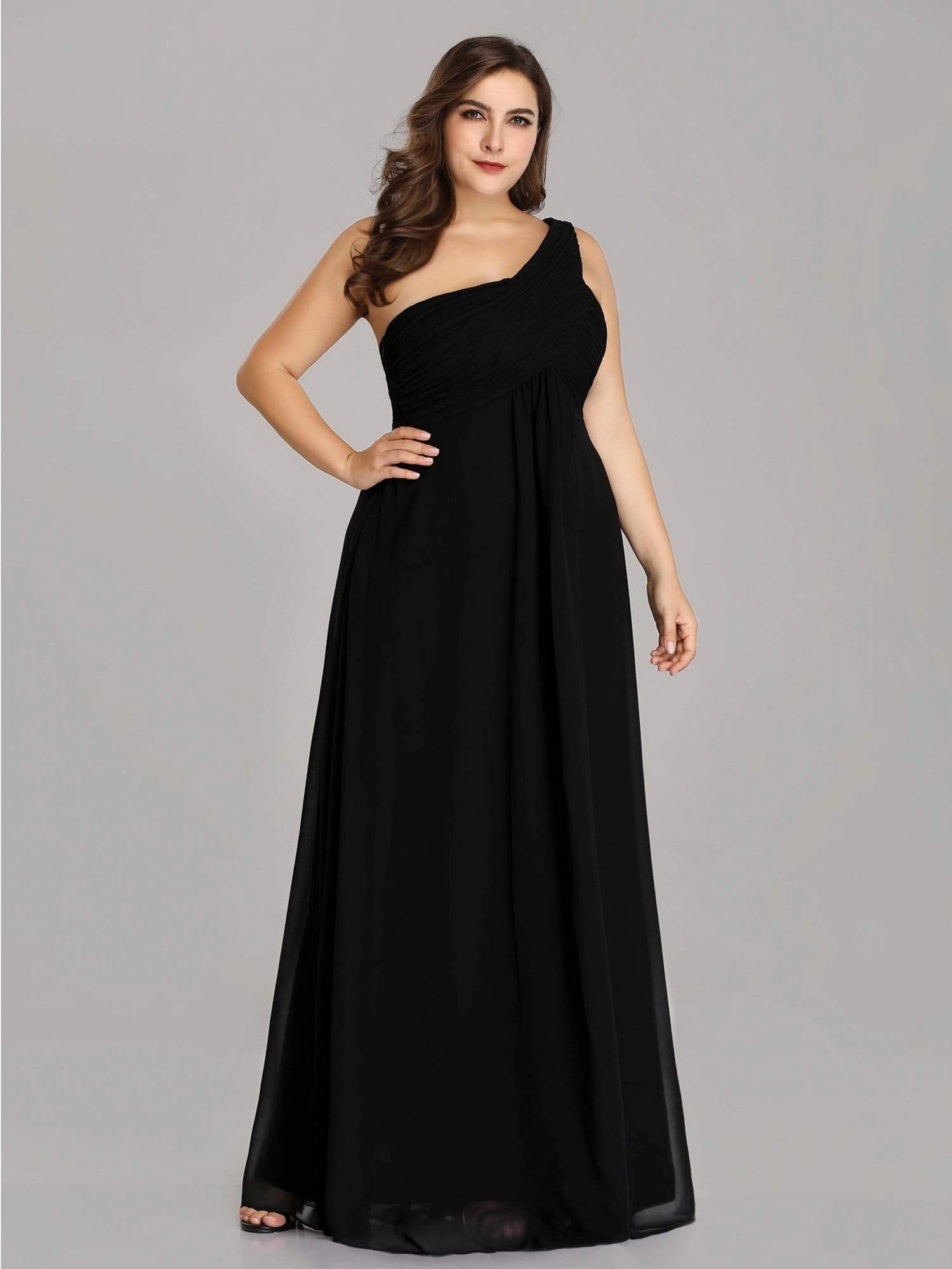 Color=Black | One Shoulder Evening Dress-Black 7 Color=Black | One Shoulder Evening Dress-Black 7