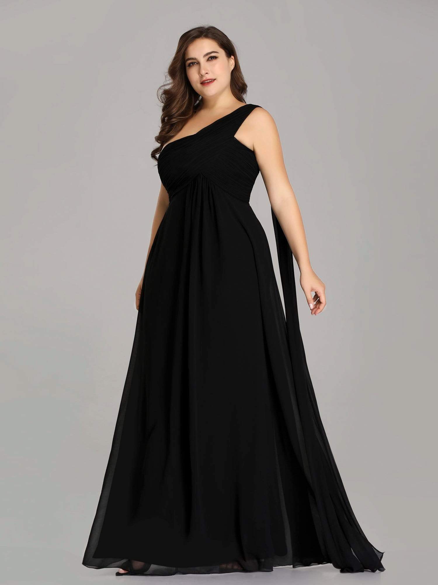Color=Black | One Shoulder Evening Dress-Black 6