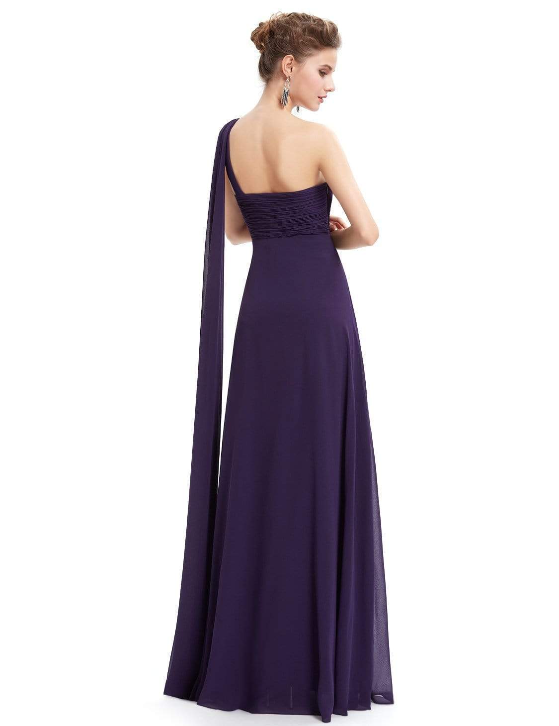 Color=Dark Purple | One Shoulder Evening Dress-Dark Purple 2 Color=Dark Purple | One Shoulder Evening Dress-Dark Purple 2