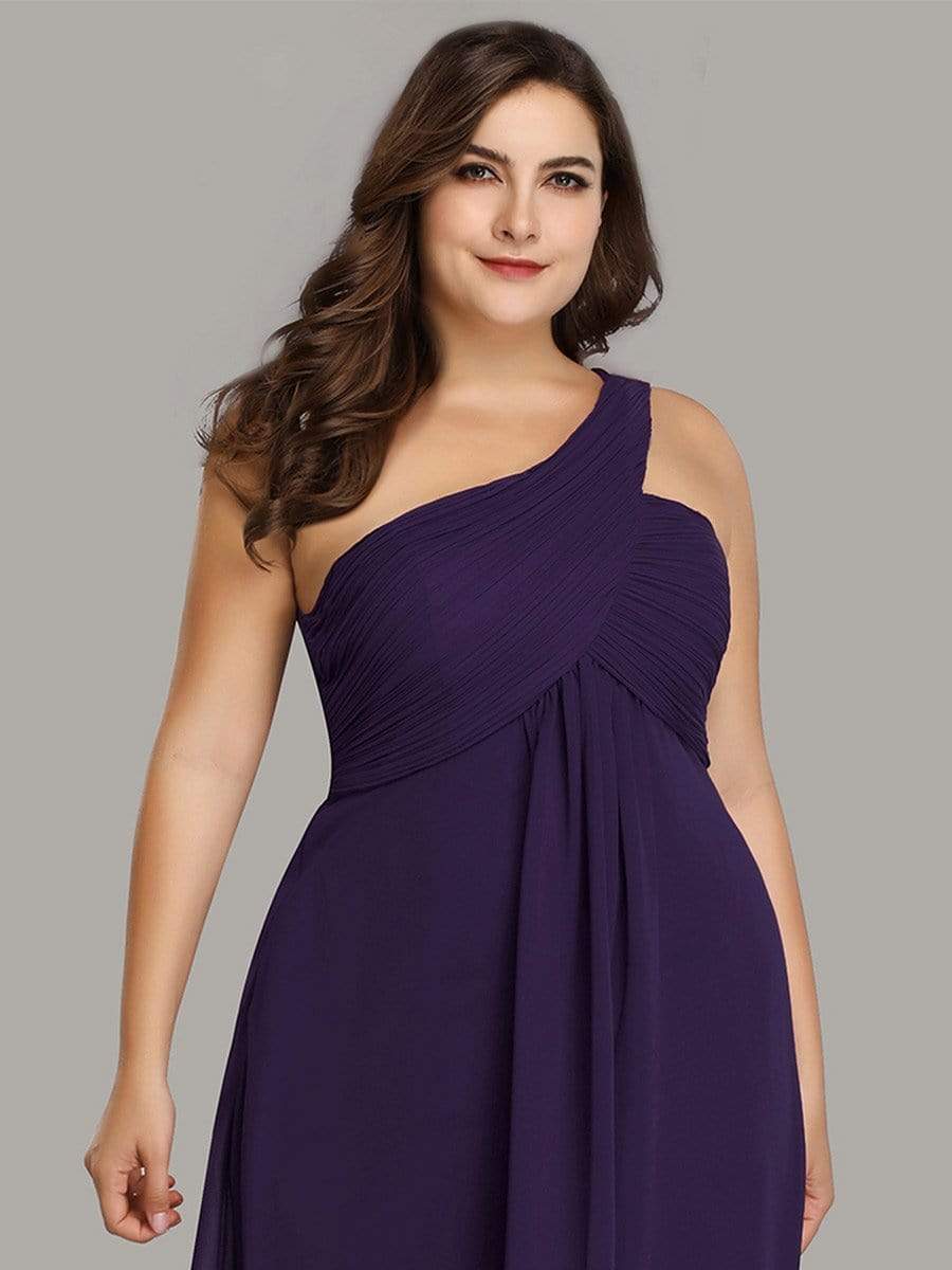 Color=Dark Purple | Plus Size One Shoulder Evening Dress-Dark Purple 3 Color=Dark Purple | Plus Size One Shoulder Evening Dress-Dark Purple 3