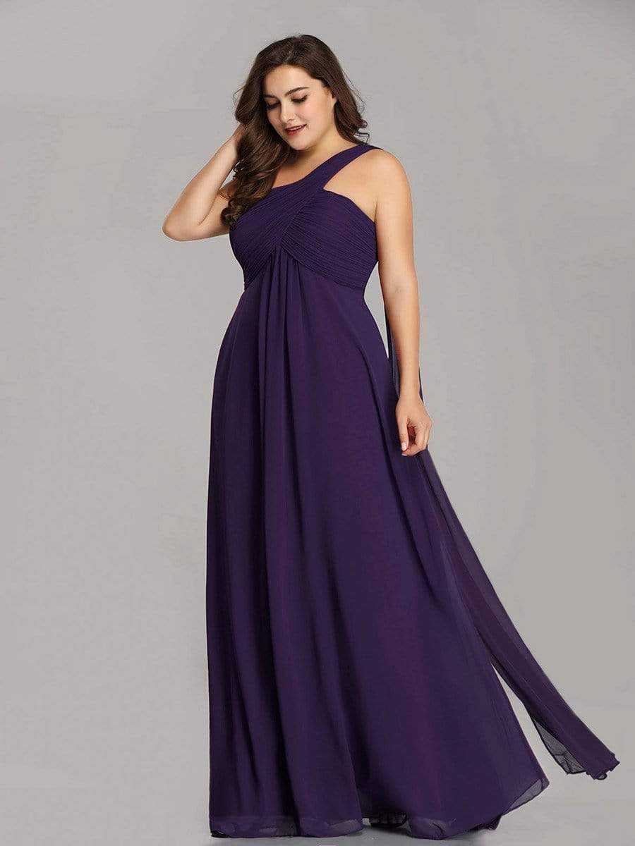 Color=Dark Purple | Plus Size One Shoulder Evening Dress-Dark Purple 2