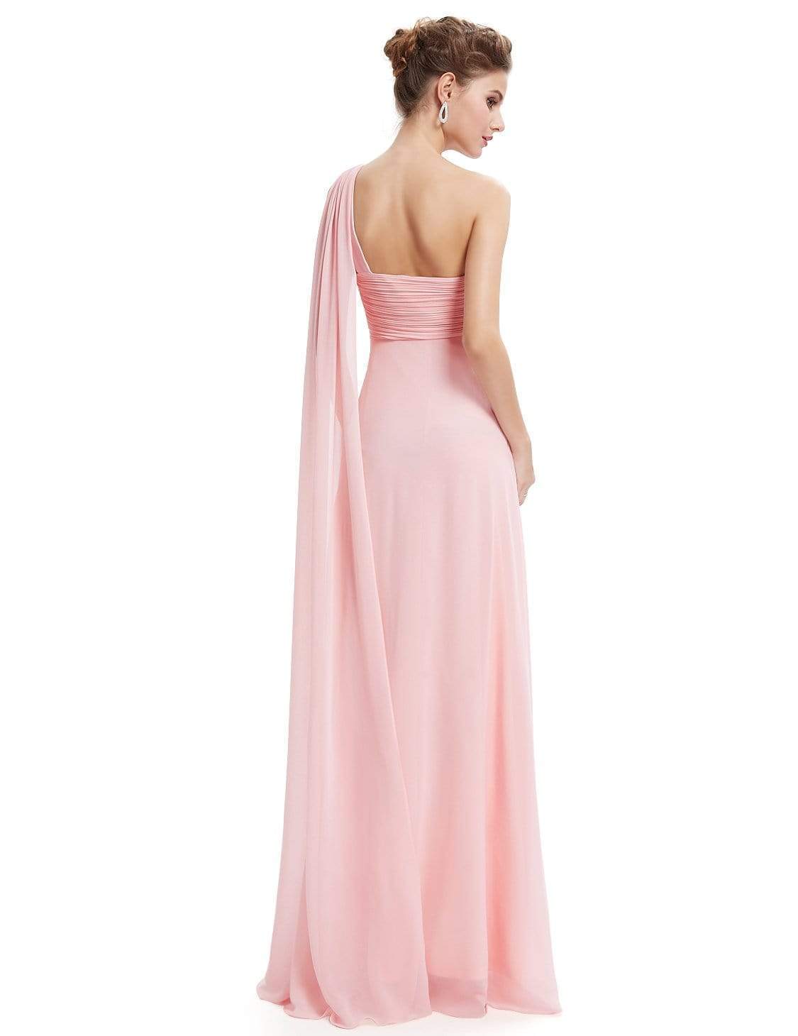 Color=Pink | One Shoulder Evening Dress-Pink 6