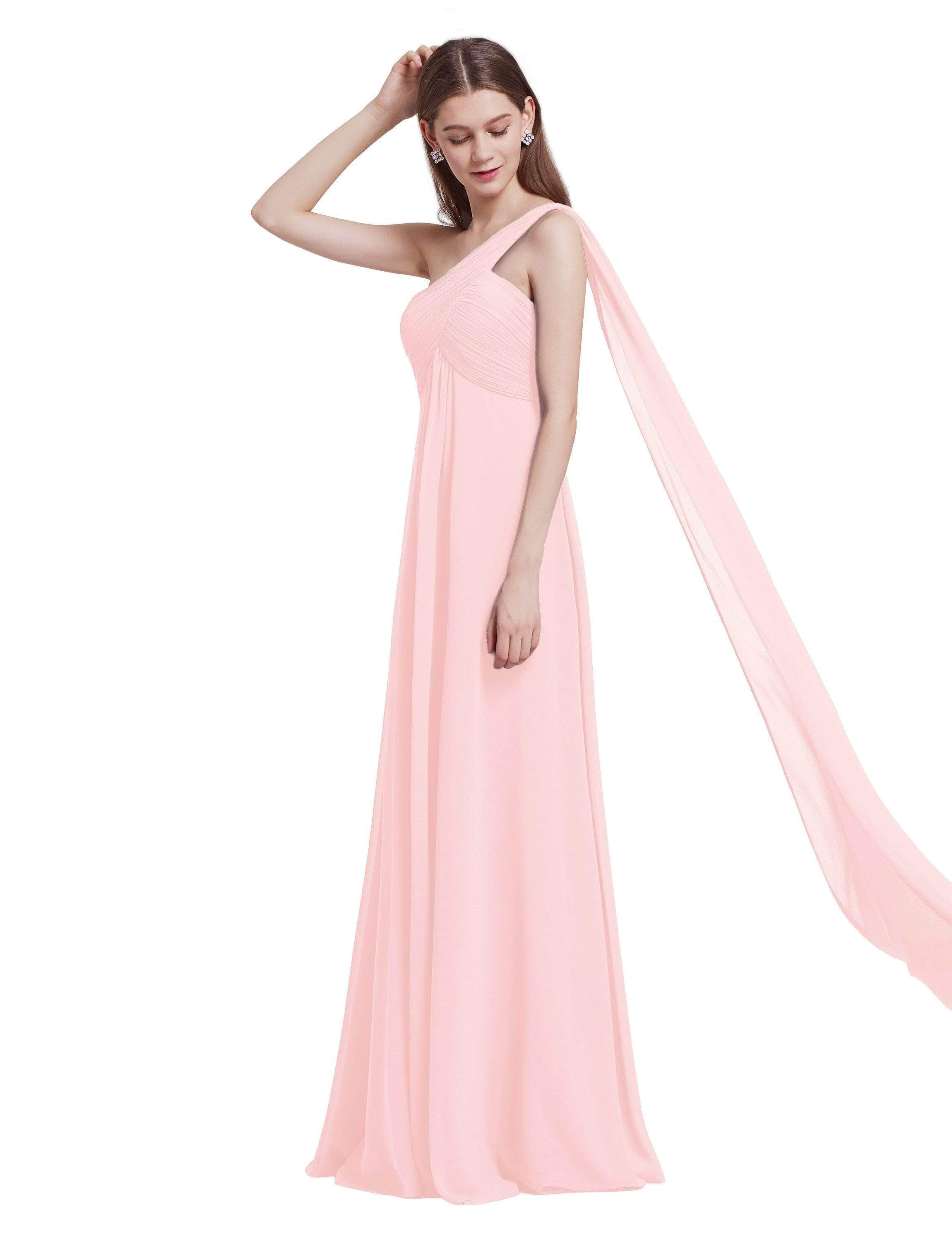 Color=Pink | One Shoulder Evening Dress-Pink 8 Color=Pink | One Shoulder Evening Dress-Pink 8