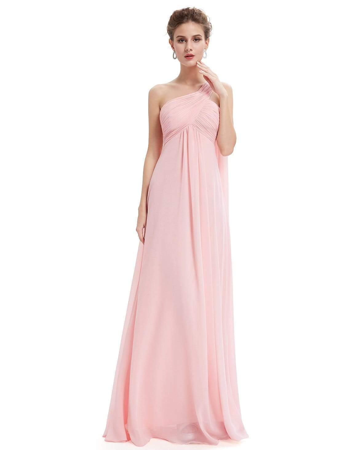 Color=Pink | One Shoulder Evening Dress-Pink 7 Color=Pink | One Shoulder Evening Dress-Pink 7