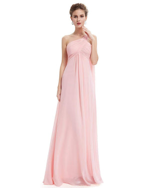 Color=Pink | One Shoulder Evening Dress-Pink 7