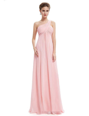 Color=Pink | One Shoulder Evening Dress-Pink 5