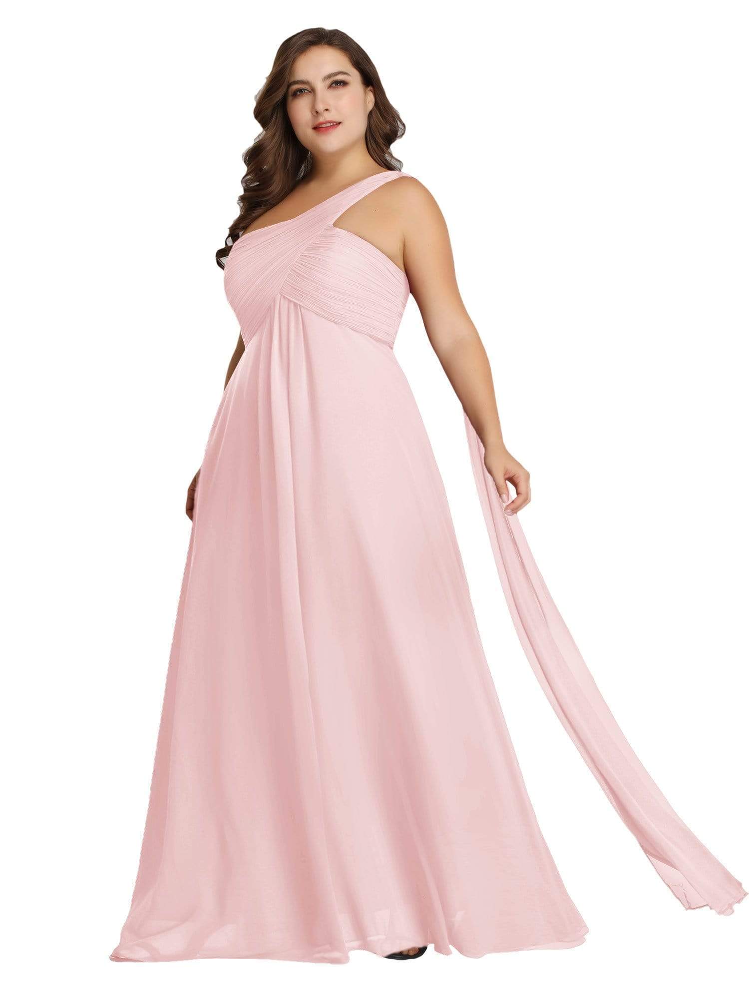 Color=Pink | One Shoulder Evening Dress-Pink 10