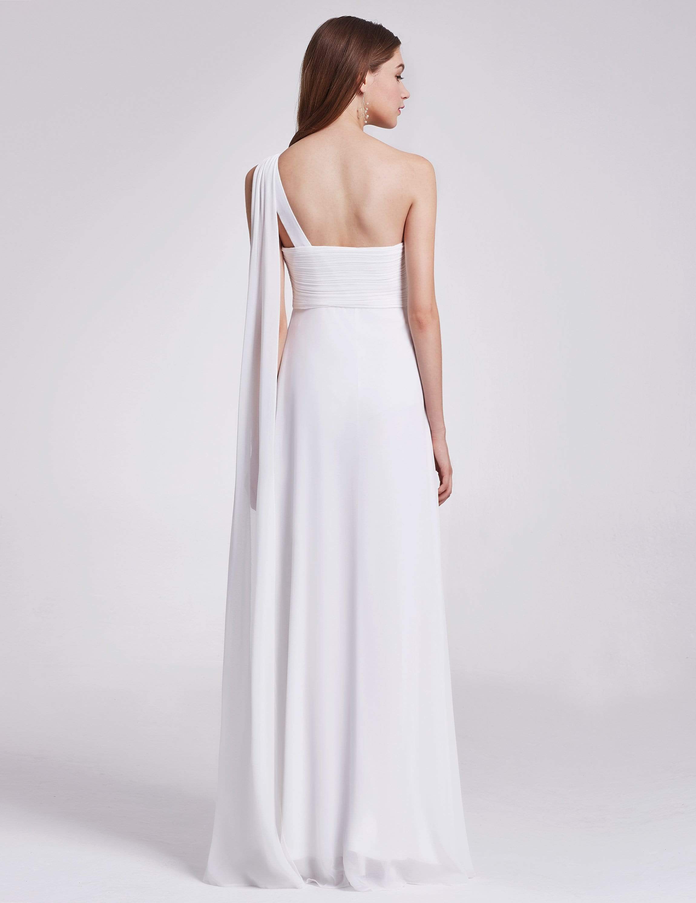 Color=White | One Shoulder Evening Dress-White 4 Color=White | One Shoulder Evening Dress-White 4
