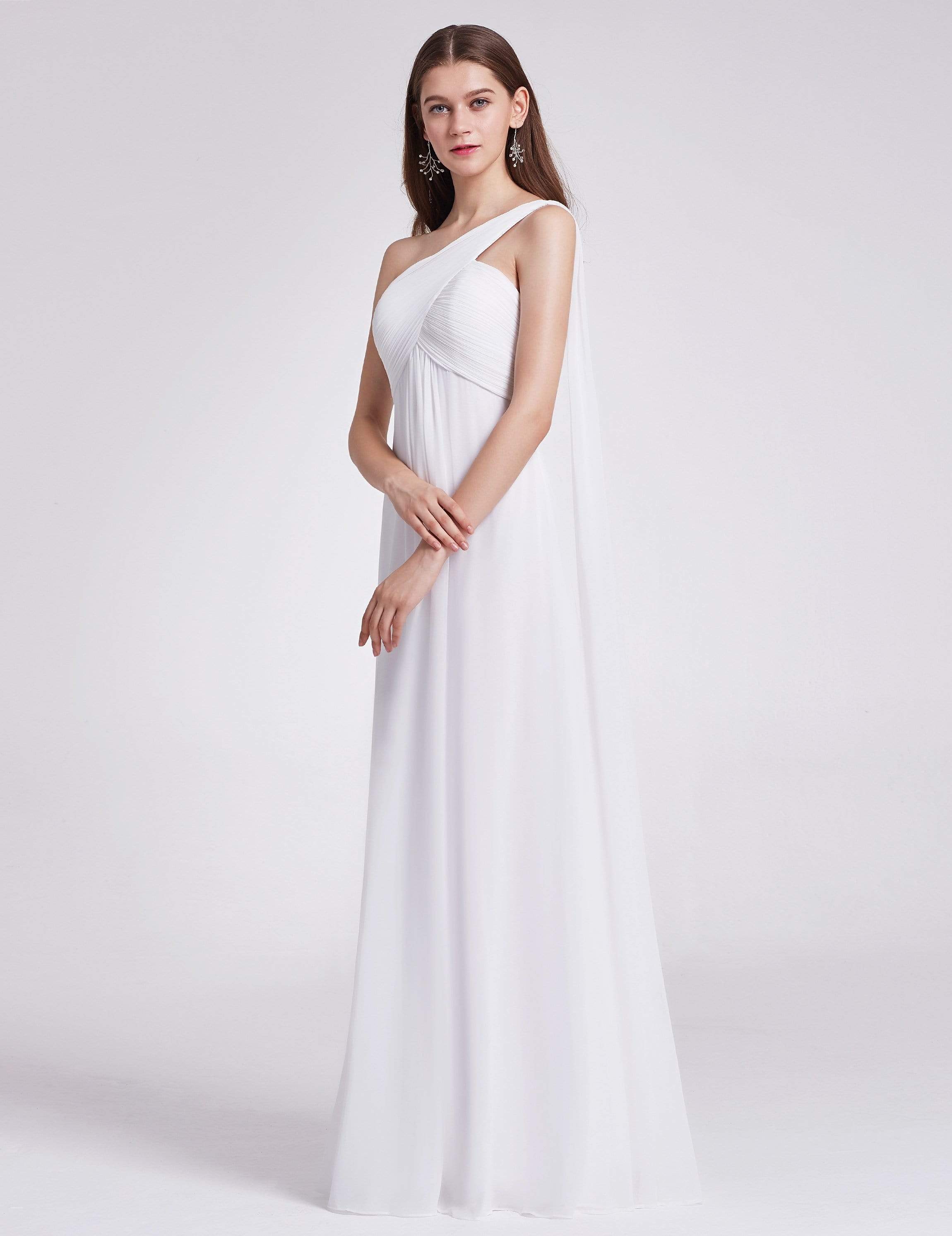 Color=White | One Shoulder Evening Dress-White 6 Color=White | One Shoulder Evening Dress-White 6