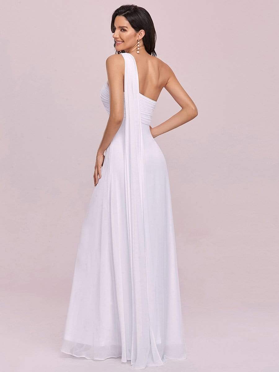 Color=White | One Shoulder Evening Dress-White 2 Color=White | One Shoulder Evening Dress-White 2