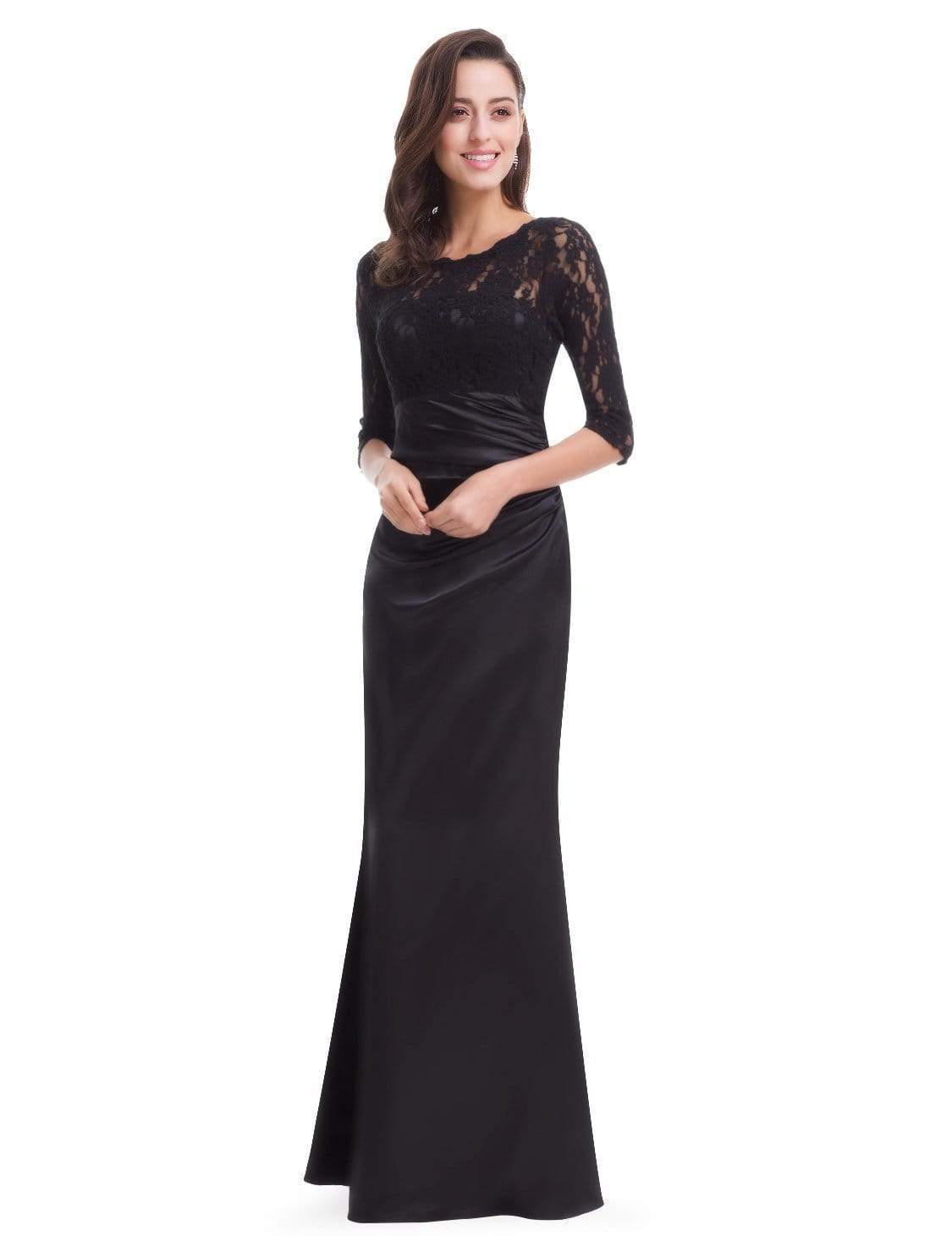 Color=Black | Lace Long Sleeve Formal Evening Dress-Black 4 Color=Black | Lace Long Sleeve Formal Evening Dress-Black 4
