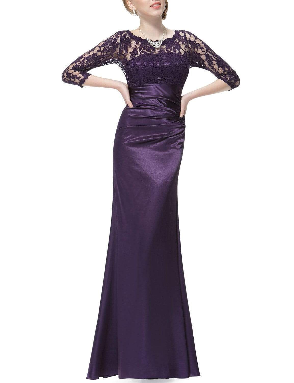 Color=Dark Purple | Lace Long Sleeve Formal Evening Dress-Dark Purple 2 Color=Dark Purple | Lace Long Sleeve Formal Evening Dress-Dark Purple 2