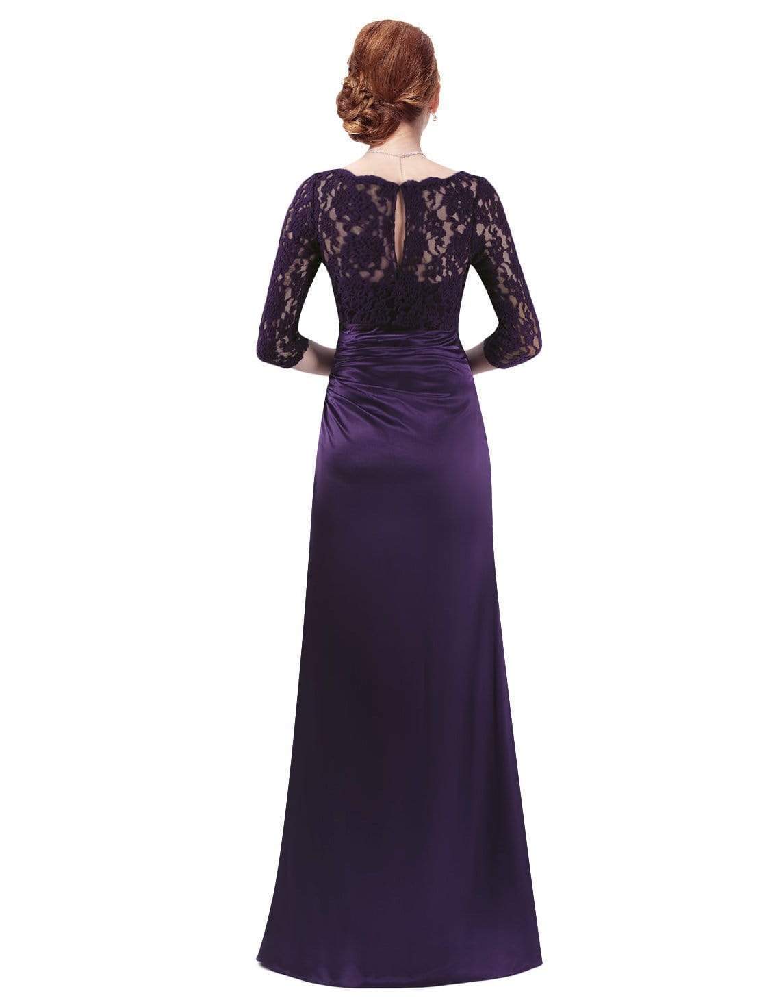 Color=Dark Purple | Lace Long Sleeve Formal Evening Dress-Dark Purple 3 Color=Dark Purple | Lace Long Sleeve Formal Evening Dress-Dark Purple 3