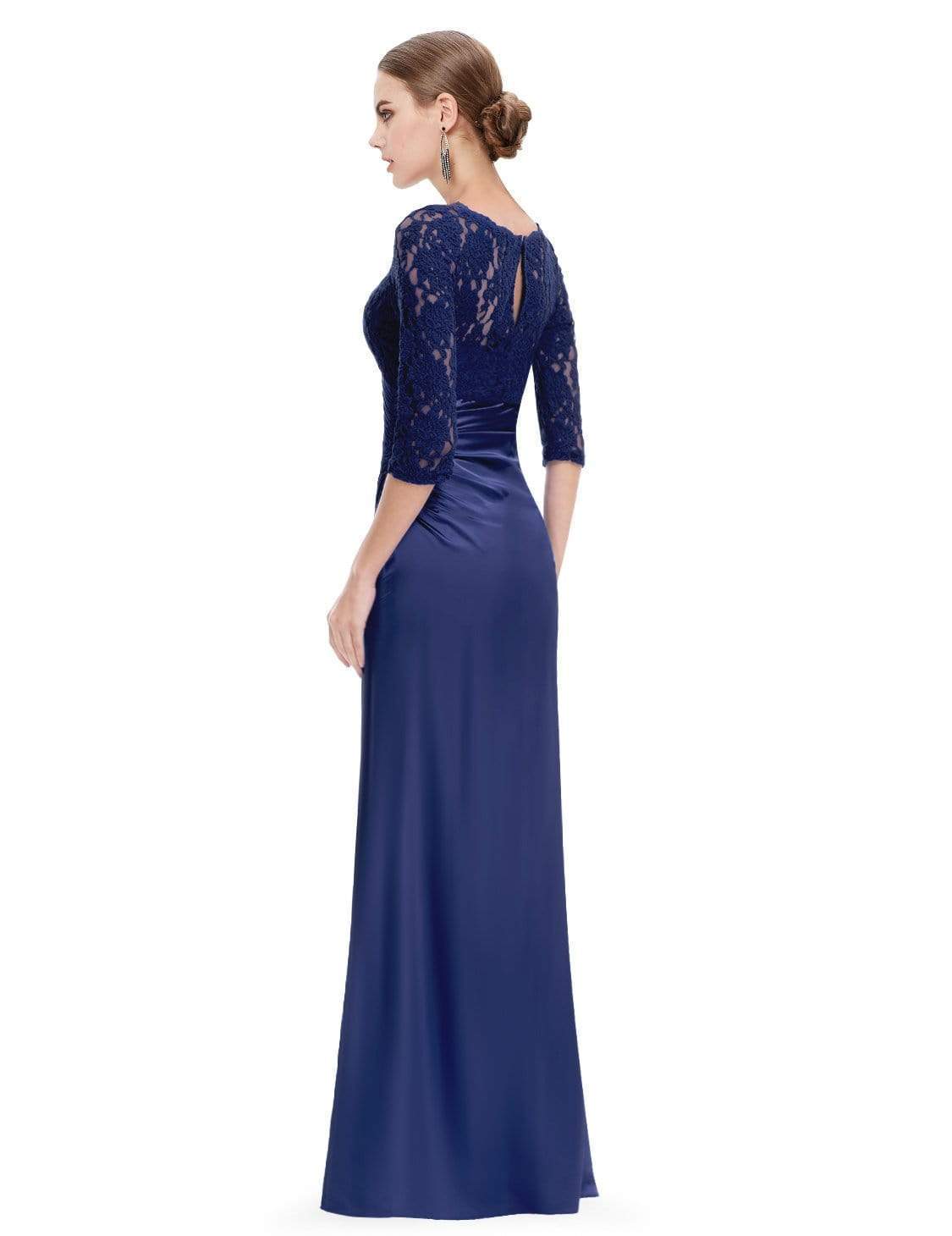 Color=Navy Blue | Lace Long Sleeve Formal Evening Dress-Navy Blue 3 Color=Navy Blue | Lace Long Sleeve Formal Evening Dress-Navy Blue 3
