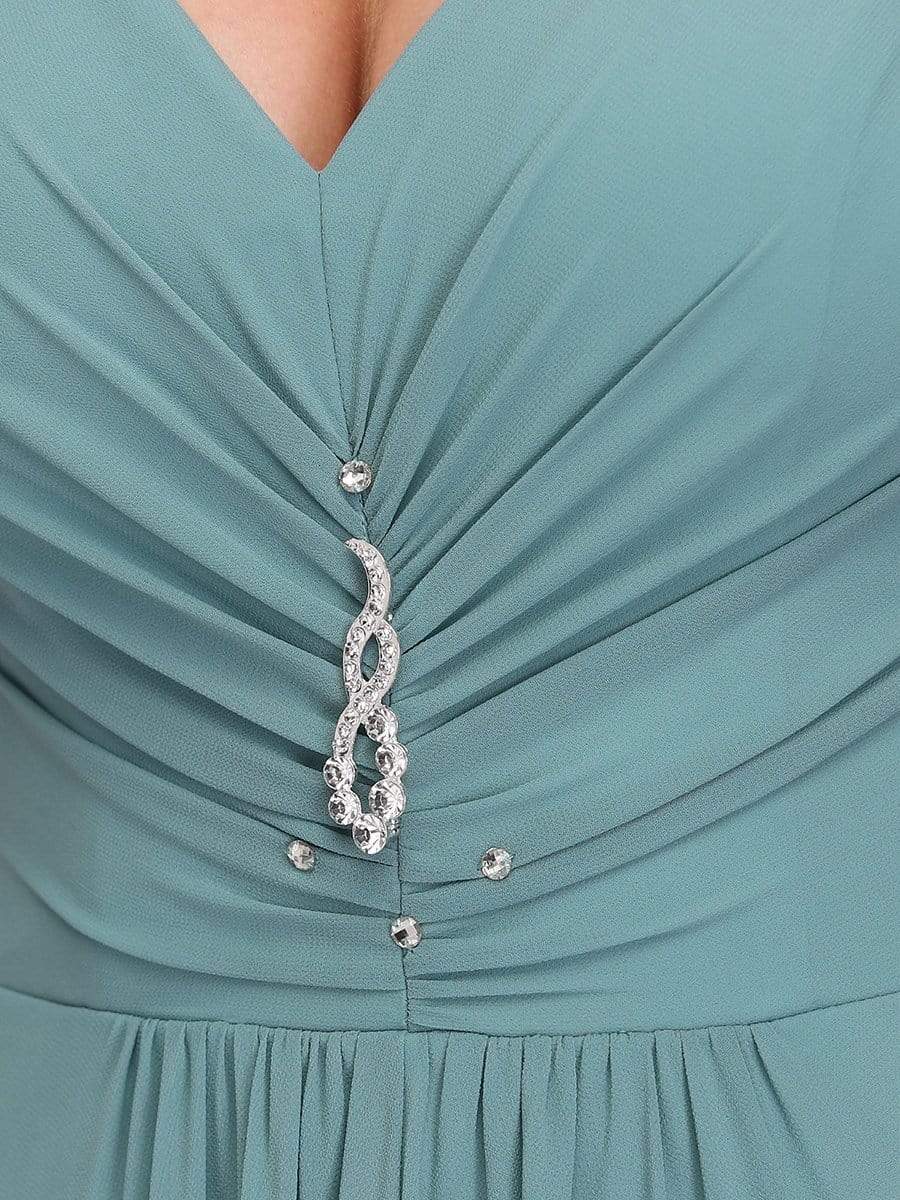 COLOR=Dusty Blue | V-Neck High-Low Evening Dress-Dusty Blue 5 COLOR=Dusty Blue | V-Neck High-Low Evening Dress-Dusty Blue 5