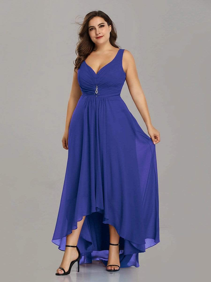 COLOR=Sapphire Blue | V-Neck High-Low Evening Dress-Sapphire Blue 4 COLOR=Sapphire Blue | V-Neck High-Low Evening Dress-Sapphire Blue 4