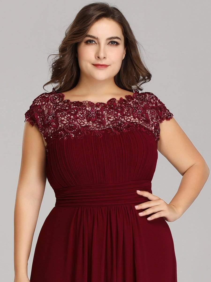 COLOR=Burgundy | Maxi Long Lace Cap Sleeve Elegant Plus Size Evening Gowns-Burgundy 5 COLOR=Burgundy | Maxi Long Lace Cap Sleeve Elegant Plus Size Evening Gowns-Burgundy 5