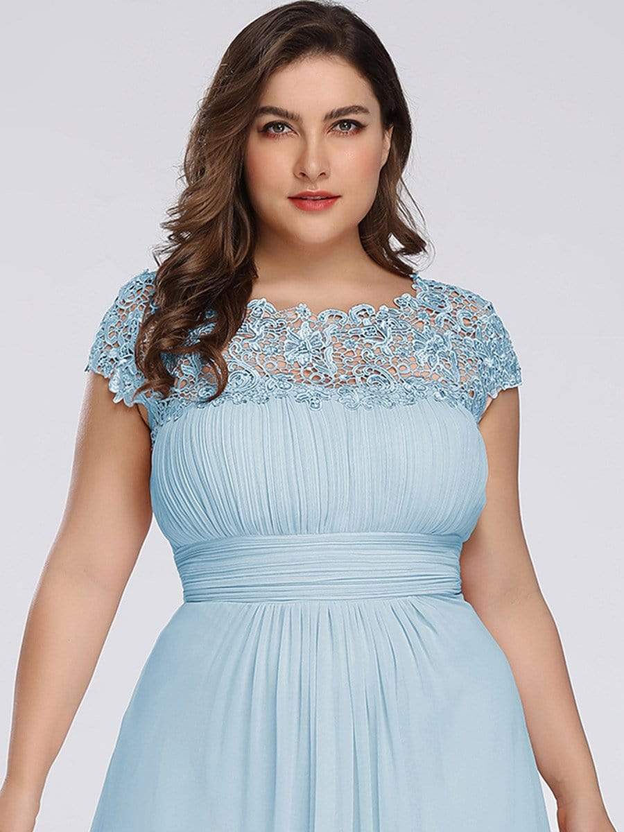 Color=Sky Blue | Maxi Long Lace Cap Sleeve Elegant Plus Size Evening Gowns-Sky Blue 5 Color=Sky Blue | Maxi Long Lace Cap Sleeve Elegant Plus Size Evening Gowns-Sky Blue 5