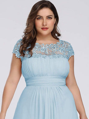 Color=Sky Blue | Maxi Long Lace Cap Sleeve Elegant Plus Size Evening Gowns-Sky Blue 5