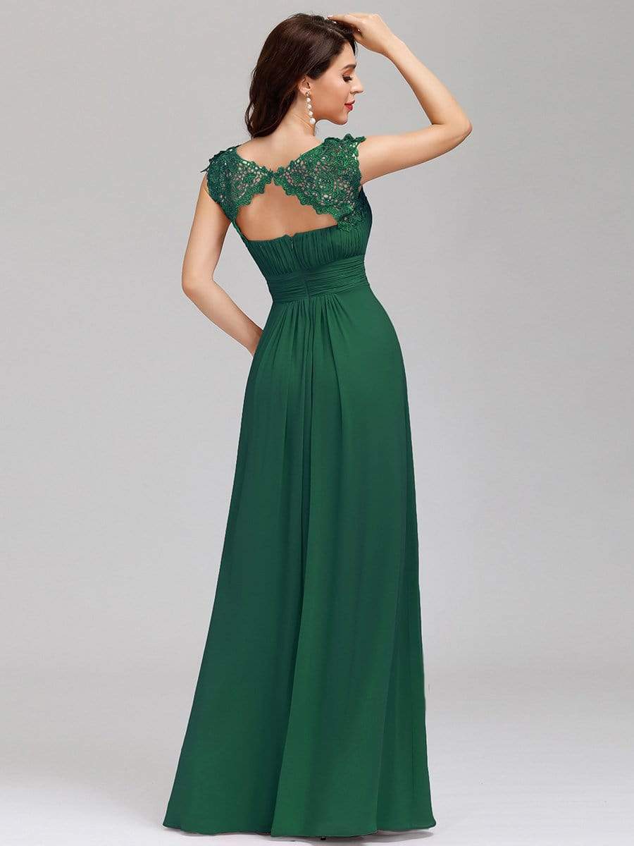COLOR=Dark Green | Maxi Long Lace Cap Sleeve Elegant Evening Gowns-Dark Green 2 COLOR=Dark Green | Maxi Long Lace Cap Sleeve Elegant Evening Gowns-Dark Green 2