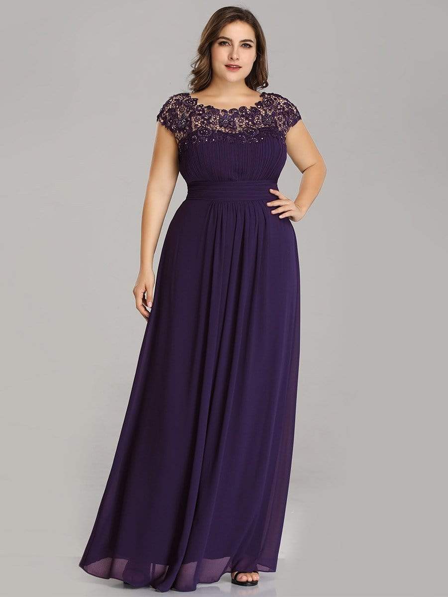 COLOR=Dark Purple | Maxi Long Lace Cap Sleeve Elegant Plus Size Evening Gowns-Dark Purple 4 COLOR=Dark Purple | Maxi Long Lace Cap Sleeve Elegant Plus Size Evening Gowns-Dark Purple 4