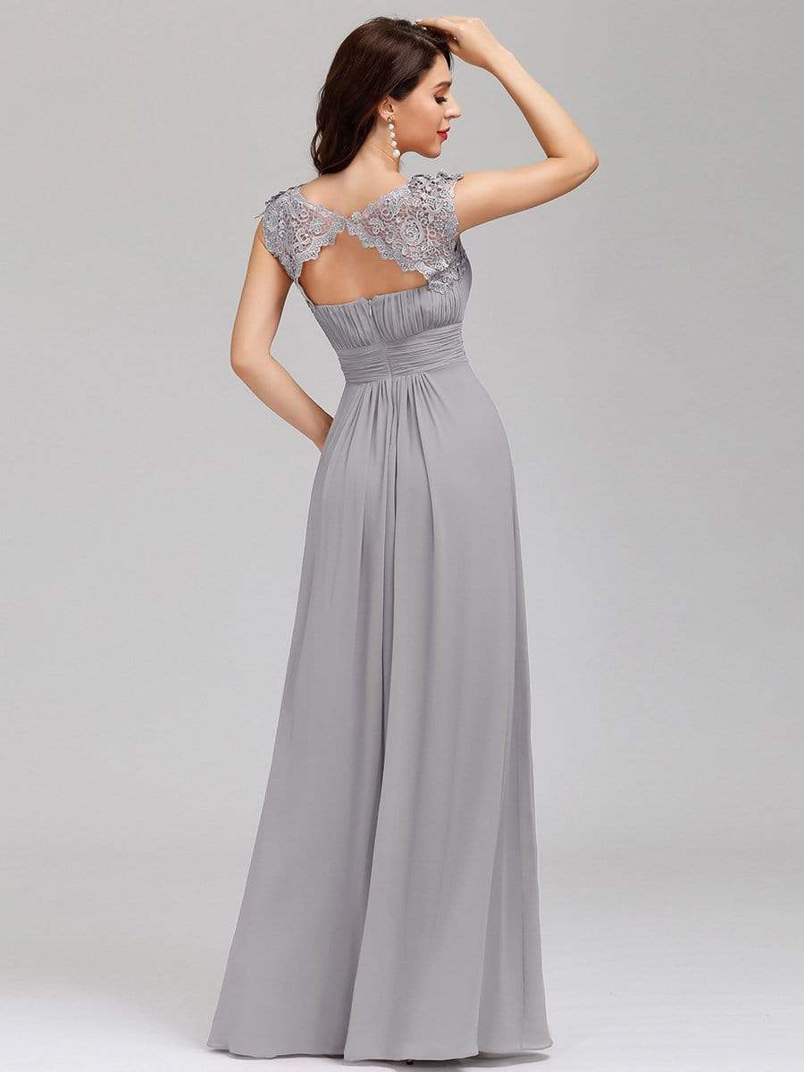 COLOR=Grey | Maxi Long Lace Cap Sleeve Elegant Evening Gowns-Grey 6 COLOR=Grey | Maxi Long Lace Cap Sleeve Elegant Evening Gowns-Grey 6