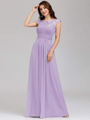 COLOR=Lavender | Maxi Long Lace Cap Sleeve Elegant Evening Gowns-Lavender 1