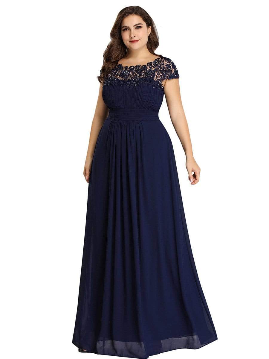 COLOR=Navy Blue | Maxi Long Lace Cap Sleeve Elegant Plus Size Evening Gowns-Navy Blue 5 COLOR=Navy Blue | Maxi Long Lace Cap Sleeve Elegant Plus Size Evening Gowns-Navy Blue 5