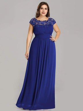 COLOR=Sapphire Blue | Maxi Long Lace Cap Sleeve Elegant Evening Gowns-Sapphire Blue 4