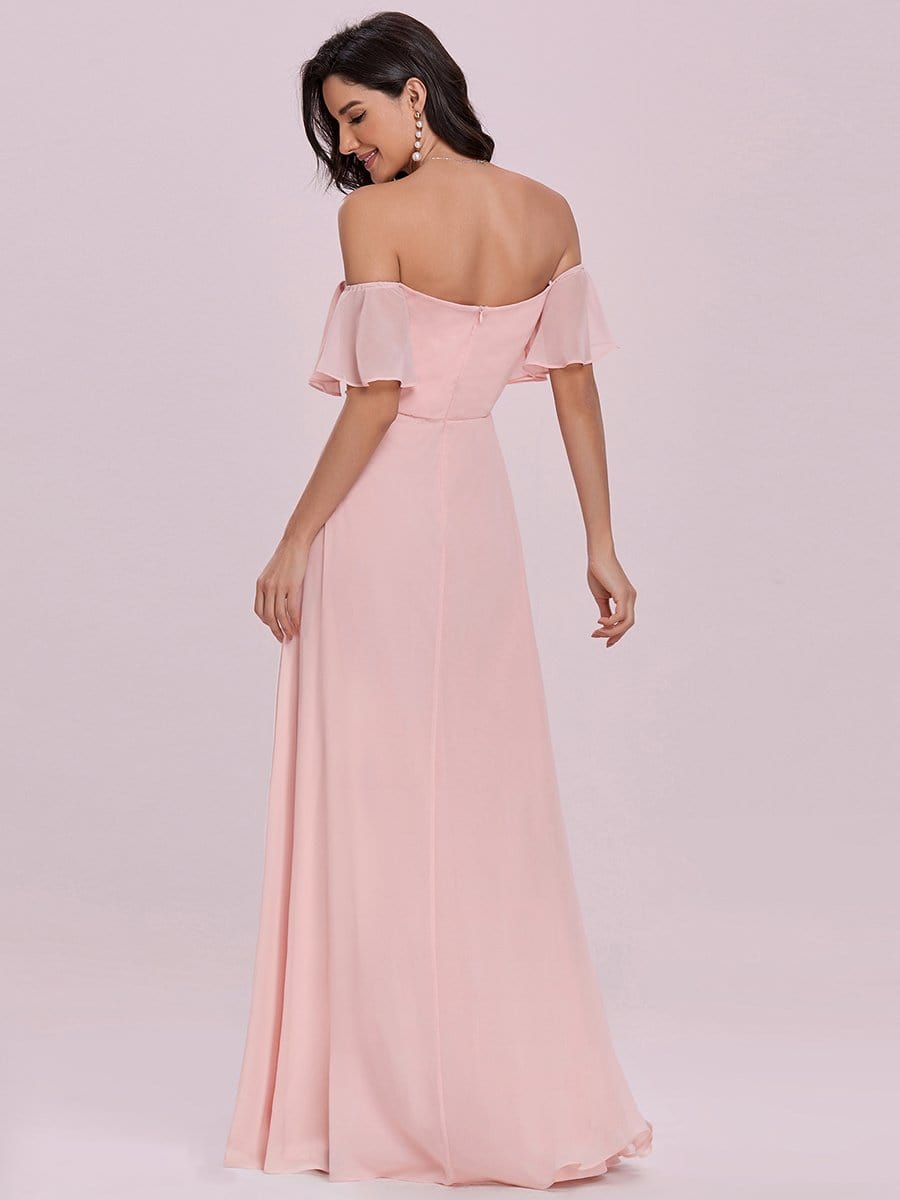 Color=Pink | Sleek Sweetheart Neckline Maxi Chiffon Bridesmaid Dress-Pink 4 Color=Pink | Sleek Sweetheart Neckline Maxi Chiffon Bridesmaid Dress-Pink 4