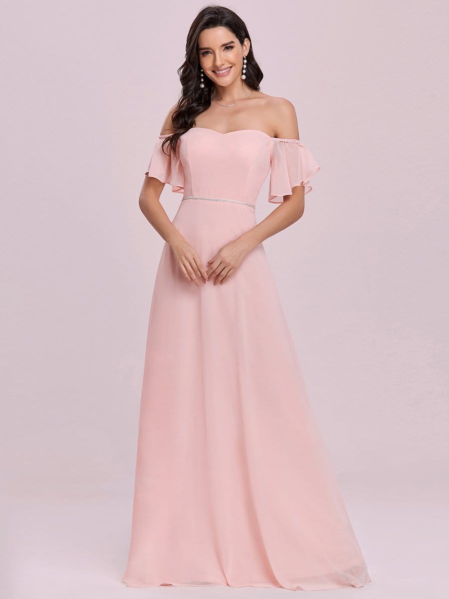 Color=Pink | Sleek Sweetheart Neckline Maxi Chiffon Bridesmaid Dress-Pink 5 Color=Pink | Sleek Sweetheart Neckline Maxi Chiffon Bridesmaid Dress-Pink 5